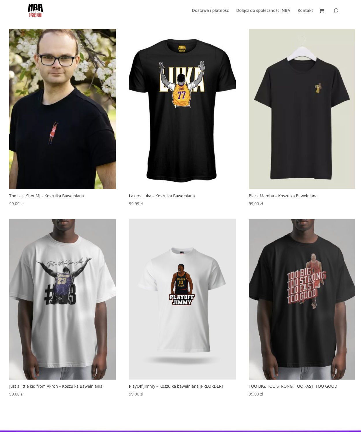 Sklep internetowy z odzieżą o tematyce koszykówki, NBA